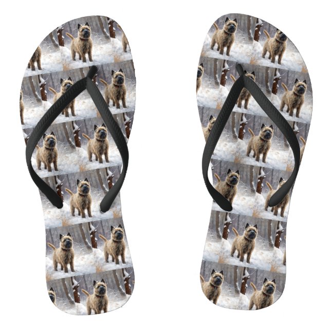 Cairn Terrier Let It Snow Christmas  Flip Flops (Footbed)