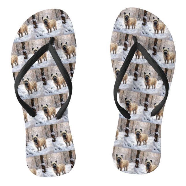 Cairn Terrier Let It Snow Christmas Flip Flops (Footbed)
