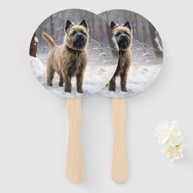 Cairn Terrier Let It Snow Christmas  Hand Fan (Front and Back)