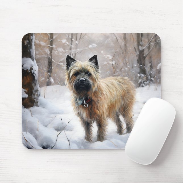 Cairn Terrier Let It Snow Christmas Mouse Mat (With Mouse)