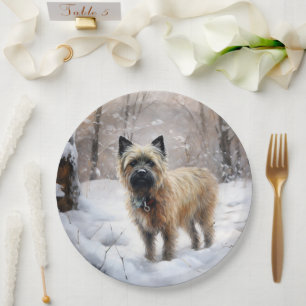 Cairn Terrier Let It Snow Christmas Paper Plate