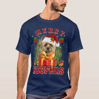 Cairn Terrier Merry Xmas Woofmas Xmas Lights Santa T-Shirt