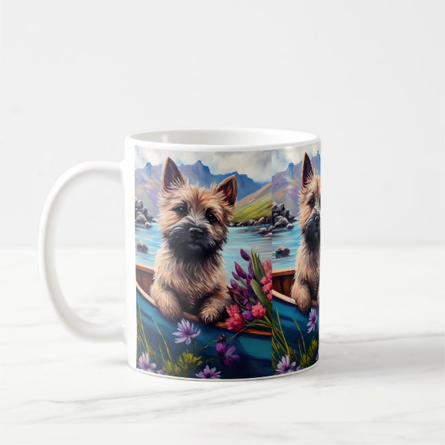 Cairn Terrier on a Paddle: A Scenic Adventure Coffee Mug (Left)