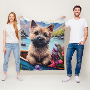Cairn Terrier on a Paddle: A Scenic Adventure Fleece Blanket