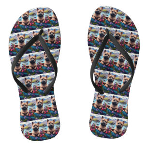 Cairn Terrier on a Paddle: A Scenic Adventure Flip Flops