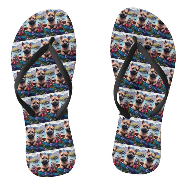 Cairn Terrier on a Paddle: A Scenic Adventure Flip Flops (Footbed)
