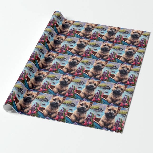 Cairn Terrier on a Paddle: A Scenic Adventure Medi Wrapping Paper (Unrolled)