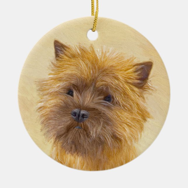 Cairn Terrier Painting - Cute Original Dog Art Ceramic Tree Decoration (Front)