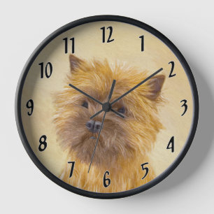 Cairn Terrier Painting - Cute Original Dog Art Clock