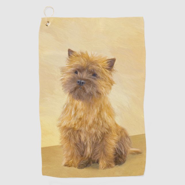 Cairn Terrier Painting - Cute Original Dog Art Golf Towel (Front)