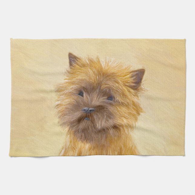 Cairn Terrier Painting - Cute Original Dog Art Tea Towel (Horizontal)
