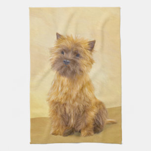 Cairn Terrier Painting - Cute Original Dog Art Tea Towel
