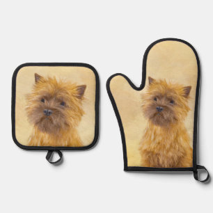 Cairn Terrier Painting Cute Original Pet Dog Art Oven Mitt & Pot Holder Set