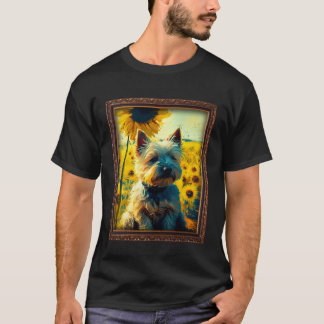 Cairn Terrier Painting Sunflower Flower Mom Women  T-Shirt