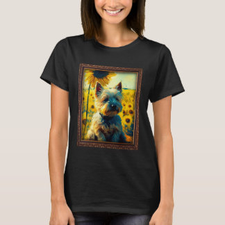 Cairn Terrier Painting Sunflower Flower Mom Women  T-Shirt