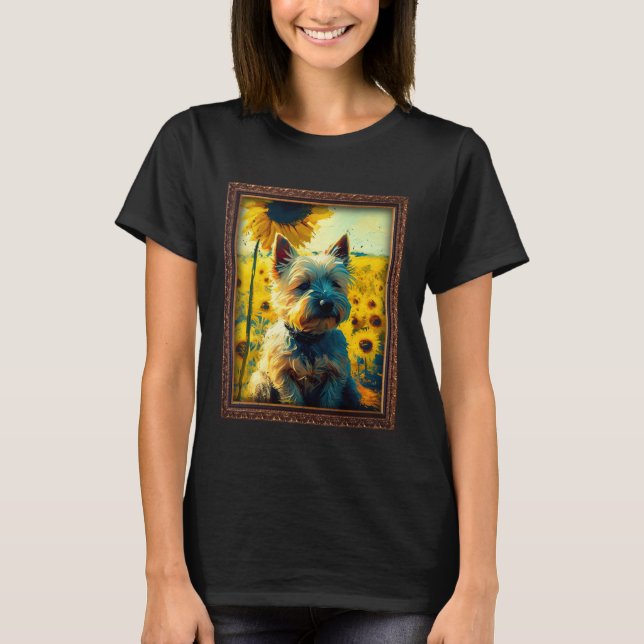Cairn Terrier Painting Sunflower Flower Mom Women  T-Shirt (Front)