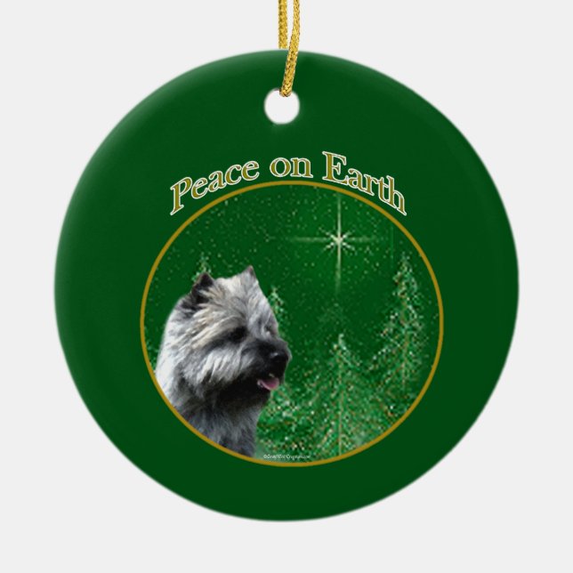 Cairn Terrier Peace Ceramic Tree Decoration (Front)