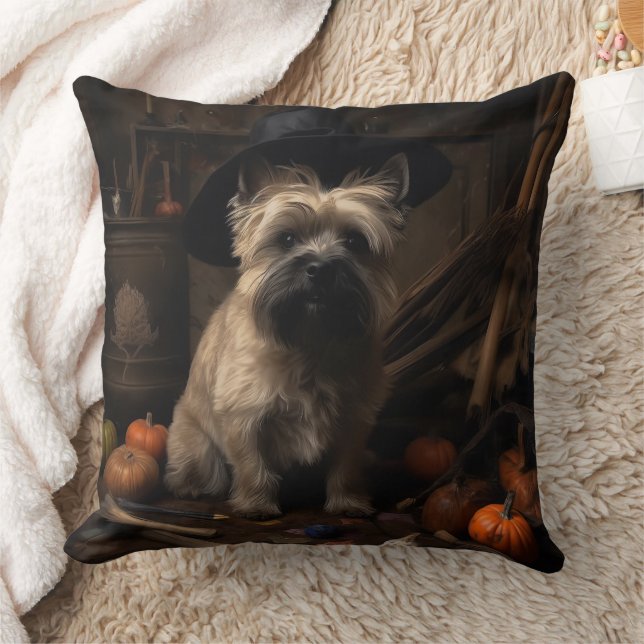 Cairn Terrier Pumpkins Halloween Scary  Cushion (Blanket)