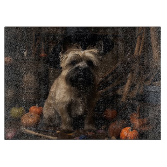 Cairn Terrier Pumpkins Halloween Scary  Cutting Board (Front)