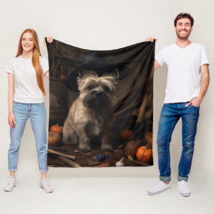 Cairn Terrier Pumpkins Halloween Scary  Fleece Blanket