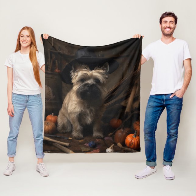 Cairn Terrier Pumpkins Halloween Scary  Fleece Blanket (In Situ)