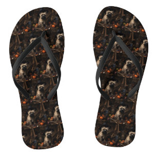 Cairn Terrier Pumpkins Halloween Scary  Flip Flops