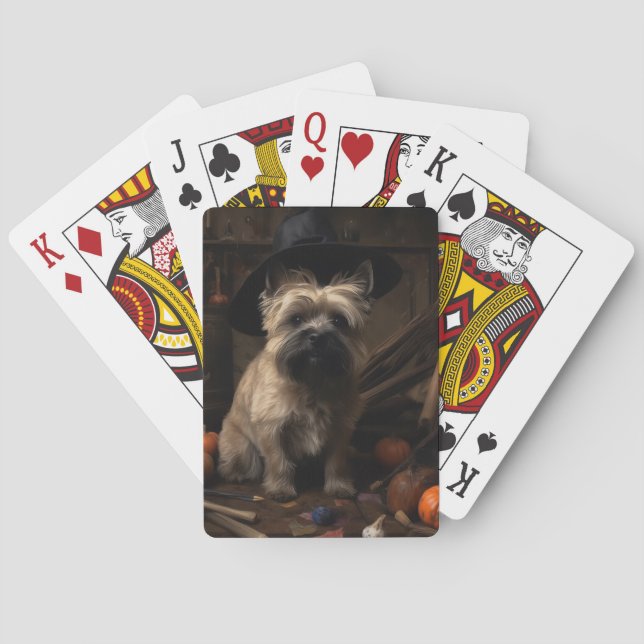 Cairn Terrier Pumpkins Halloween Scary  Playing Cards (Back)