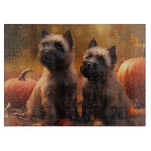 Cairn Terrier Puppy Autumn Delight Pumpkin  Cutting Board