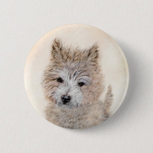 Cairn Terrier Puppy Painting - Original Dog Art 6 Cm Round Badge