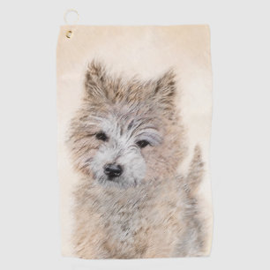 Cairn Terrier Puppy Painting - Original Dog Art Golf Towel