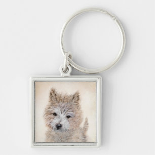 Cairn Terrier Puppy Painting - Original Dog Art Key Ring