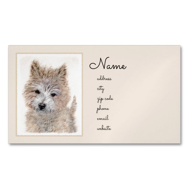 Cairn Terrier Puppy Painting - Original Dog Art Magnetic Business Card (Front)