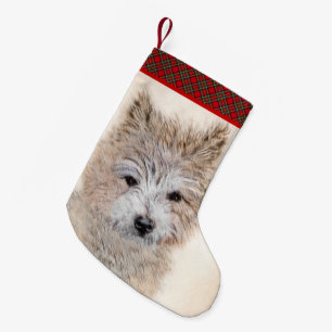 Cairn Terrier Puppy Painting - Original Dog Art Small Christmas Stocking