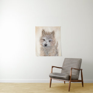 Cairn Terrier Puppy Painting - Original Dog Art Tapestry