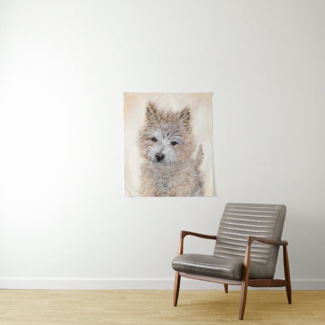 Cairn Terrier Puppy Painting - Original Dog Art Tapestry (In Situ)