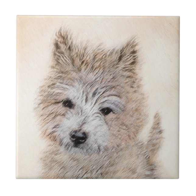 Cairn Terrier Puppy Painting - Original Dog Art Tile (Front)