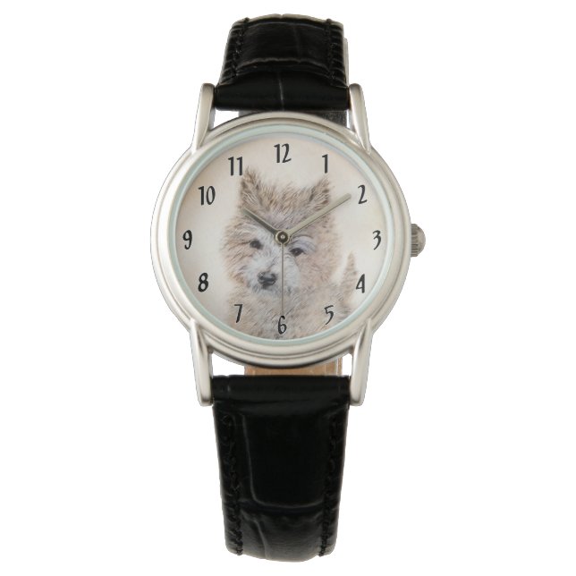 Cairn Terrier Puppy Painting - Original Dog Art Watch (Front)