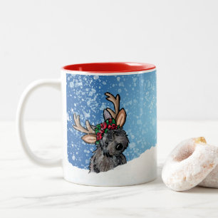 Cairn Terrier Reindeer Christmas Two-Tone Coffee Mug