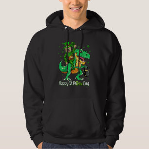 Cairn Terrier Riding Dinosaur Patricks Day Shamroc Hoodie