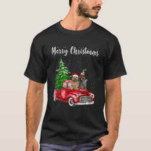 Cairn Terrier Riding Red Truck Merry Christmas Dog T-Shirt