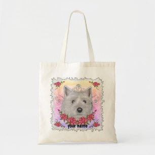 Cairn Terrier Roses custom name Tote Bag