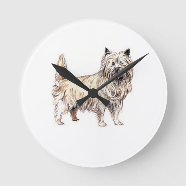 Cairn Terrier Round Clock (Front)