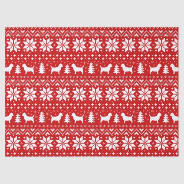 Cairn Terrier Silhouettes Christmas Pattern Red Tissue Paper (Front)