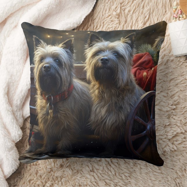 Cairn Terrier Snowy Sleigh Christmas Decor  Cushion (Blanket)
