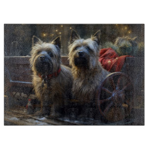 Cairn Terrier Snowy Sleigh Christmas Decor   Cutting Board