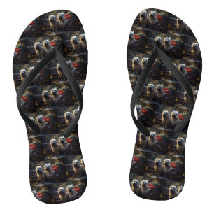 Cairn Terrier Snowy Sleigh Christmas Decor Flip Flops