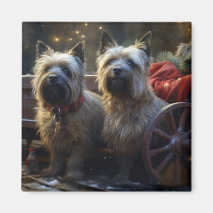 Cairn Terrier Snowy Sleigh Christmas Decor  Magnet