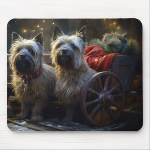 Cairn Terrier Snowy Sleigh Christmas Decor Mouse Mat
