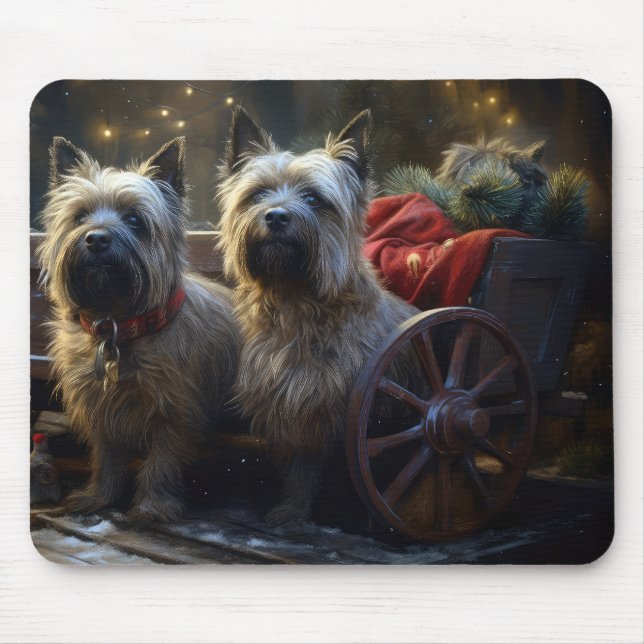 Cairn Terrier Snowy Sleigh Christmas Decor  Mouse Mat (Front)