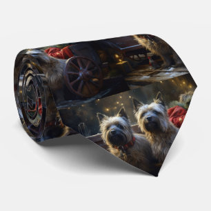 Cairn Terrier Snowy Sleigh Christmas Decor Tie
